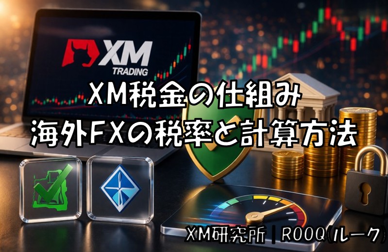 XMの税金の仕組みや海外FXの税率と計算方法を初心者向けに解説したガイド記事のアイキャッチ画像